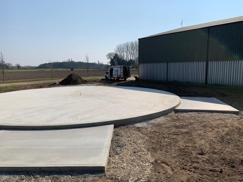 concrete silo base on norfolk farm